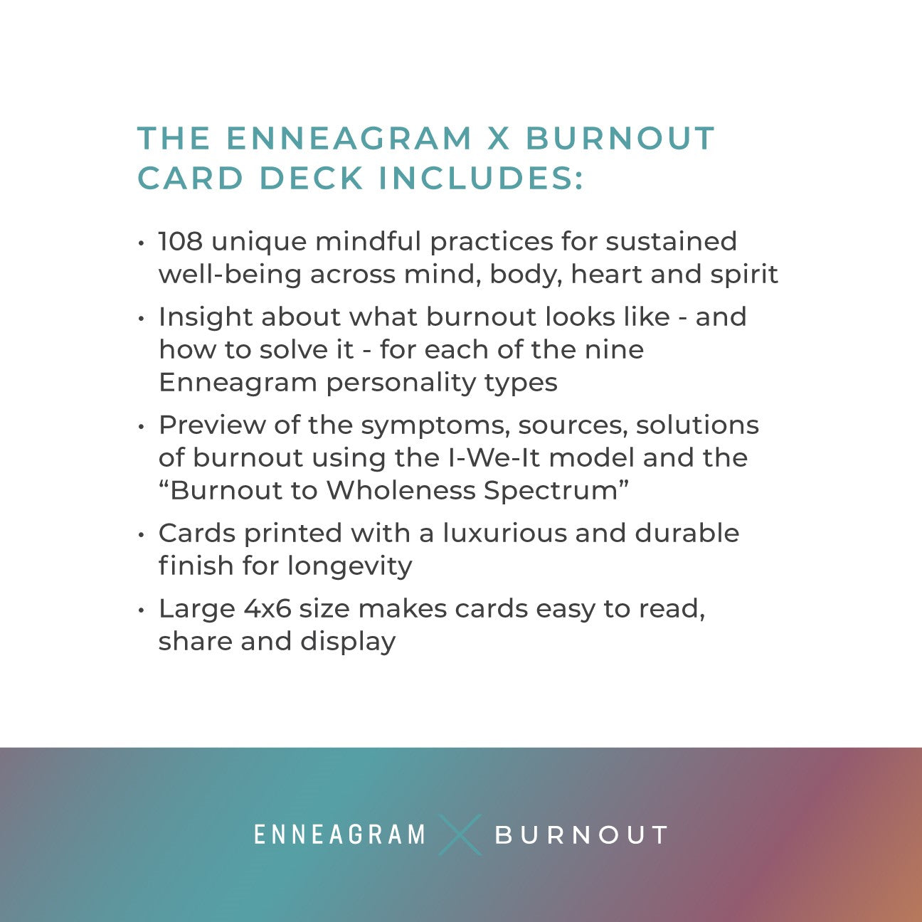 Enneagram X Burnout Card Deck: 108 Unique Mindful Practices for Sustained Well-being in Mind, Body, Heart, and Spirit
